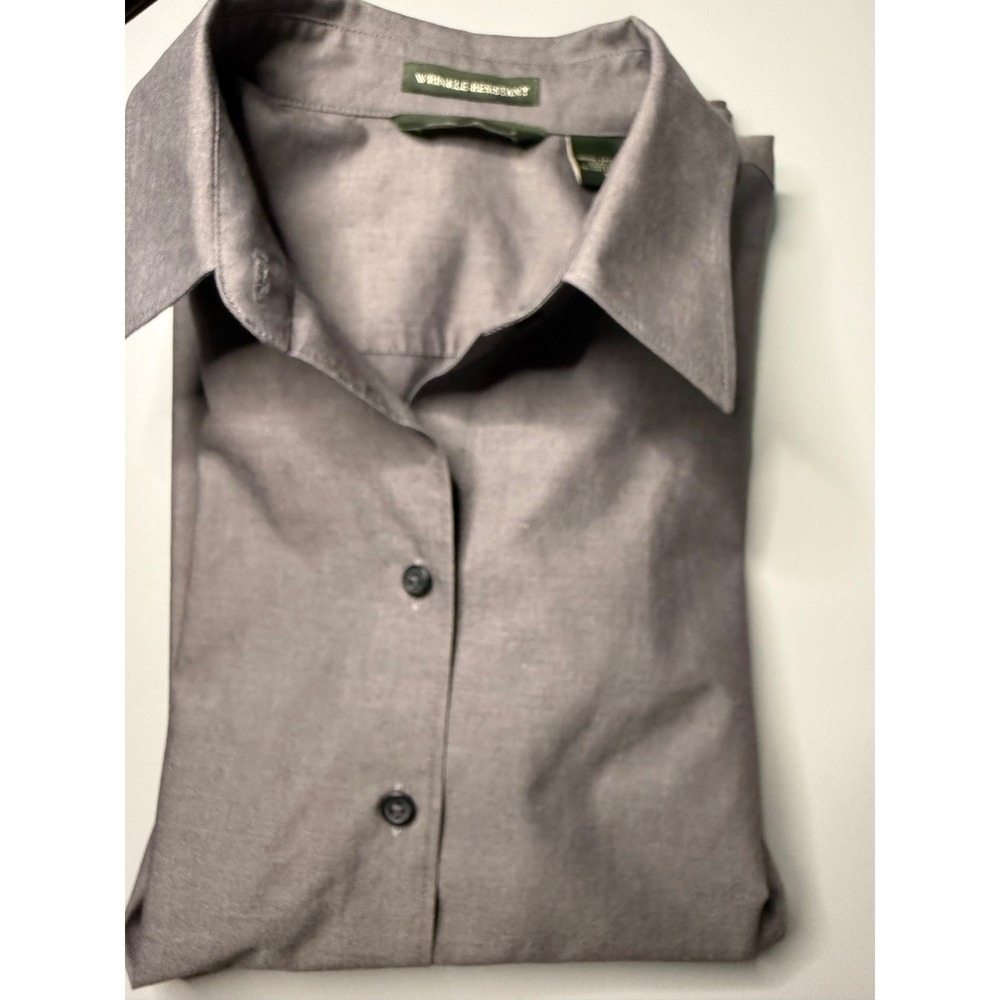Eddie Bauer Mens Gray Wrinkle Resistant Long Sleeve Cotton Button Down Shirt S